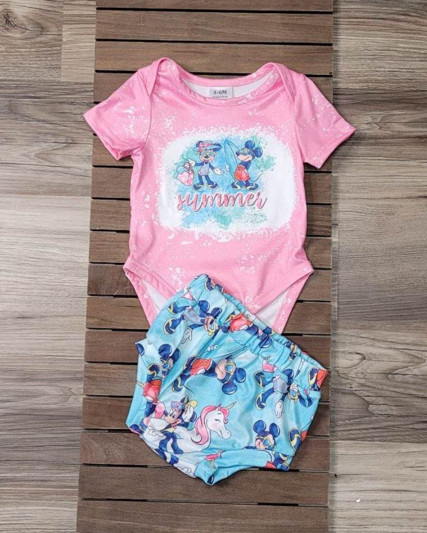Baby Girl Mouse Friends Summer Bummie Set  A Touch of Magnolia Boutique   