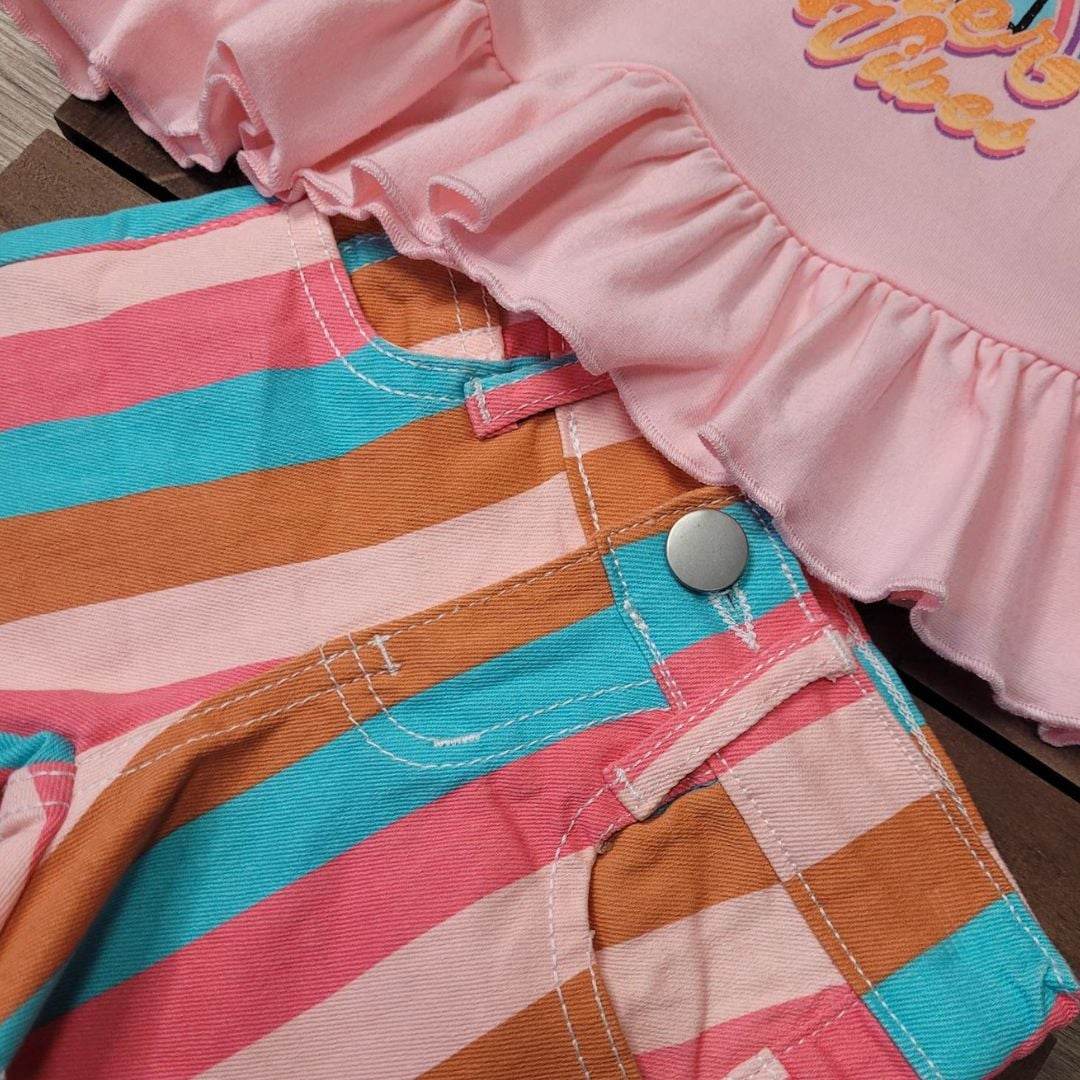 Summer Vibes Top and Striped Denim Shorts Set  A Touch of Magnolia Boutique   