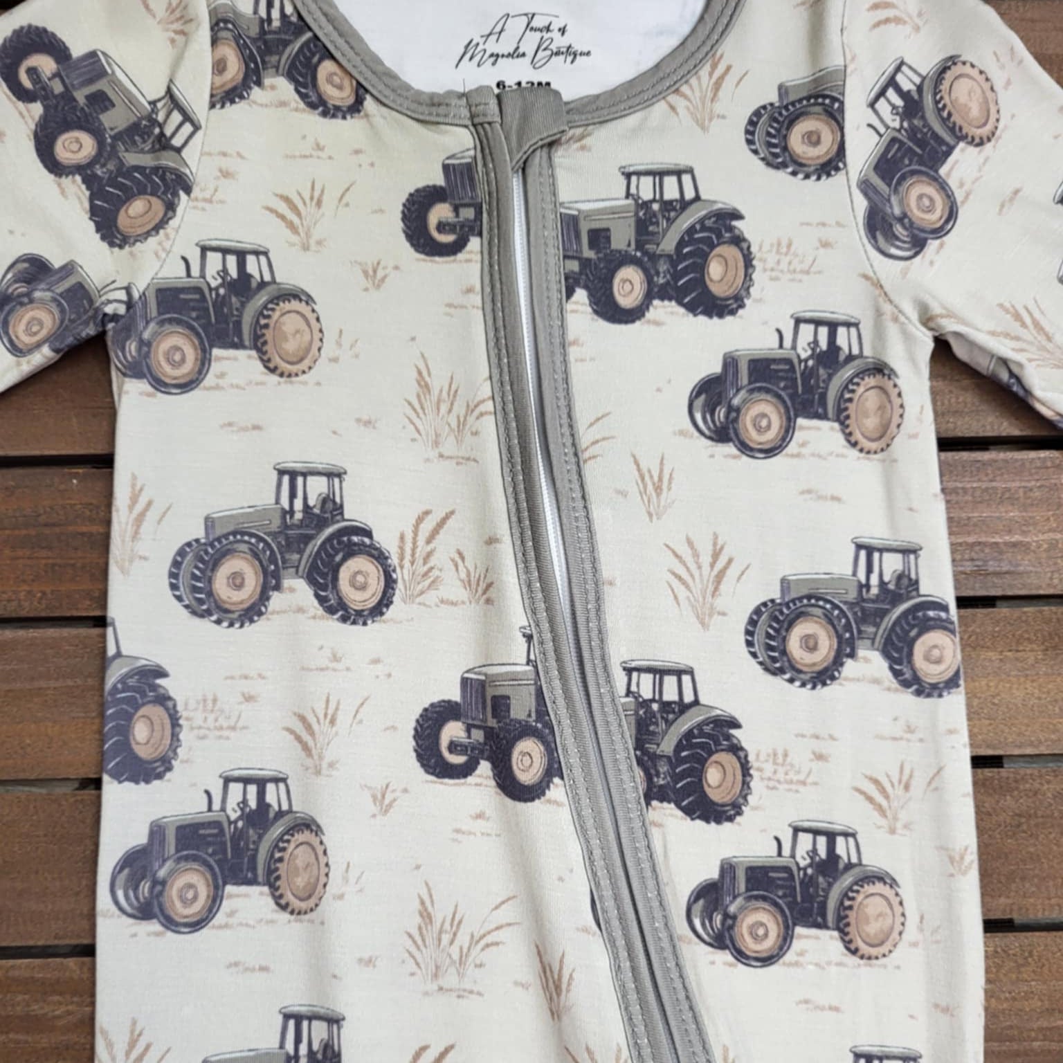 Bamboo Tractor Baby Boy Zippie Romper/Sleeper A Touch of Magnolia Boutique