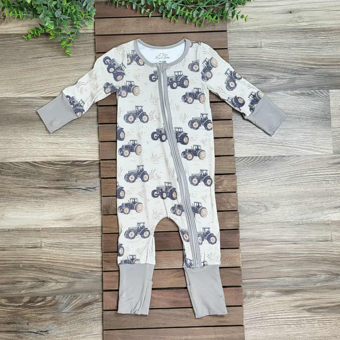 Bamboo Tractor Baby Boy Zippie Romper/Sleeper A Touch of Magnolia Boutique