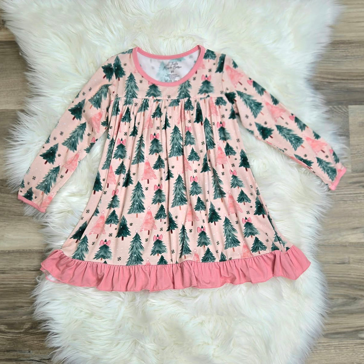 Bamboo Pajama Gown-Pink Christmas Tree Dreams A Touch of Magnolia Boutique