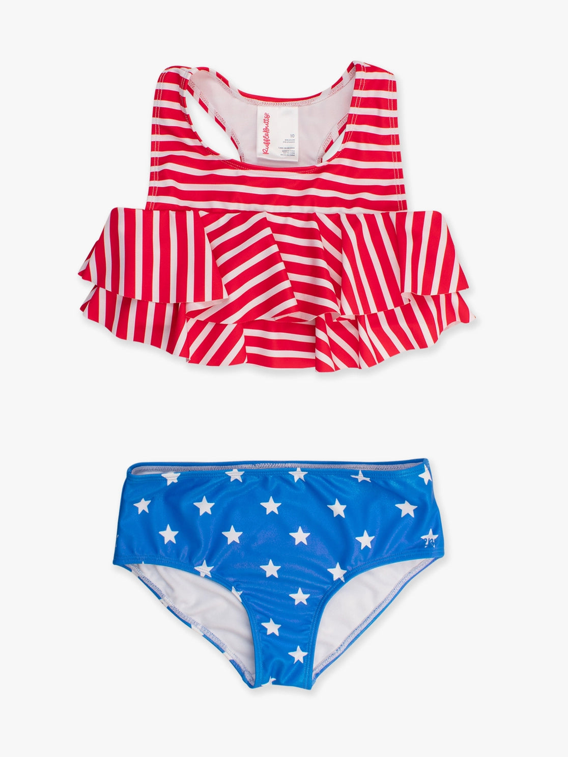 Tween Girls Shimmer Stars & Stripes Flounce Bikini 2-Piece Swimsuit A Touch of Magnolia Boutique