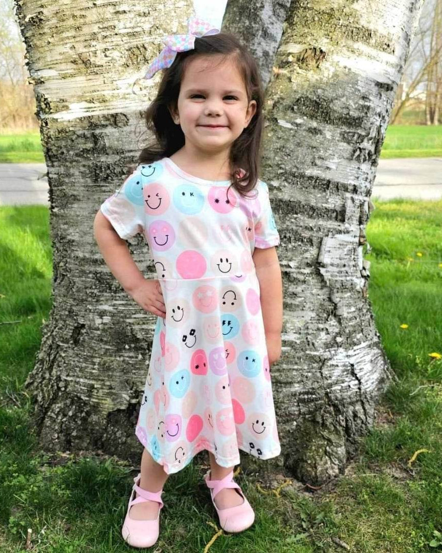 Smiley Short Sleeve Twirl Dress (sizes 12-18 month, 2t and 12/14 available)  A Touch of Magnolia Boutique   