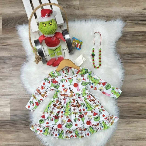 White Christmas Grinch Inspired Dress