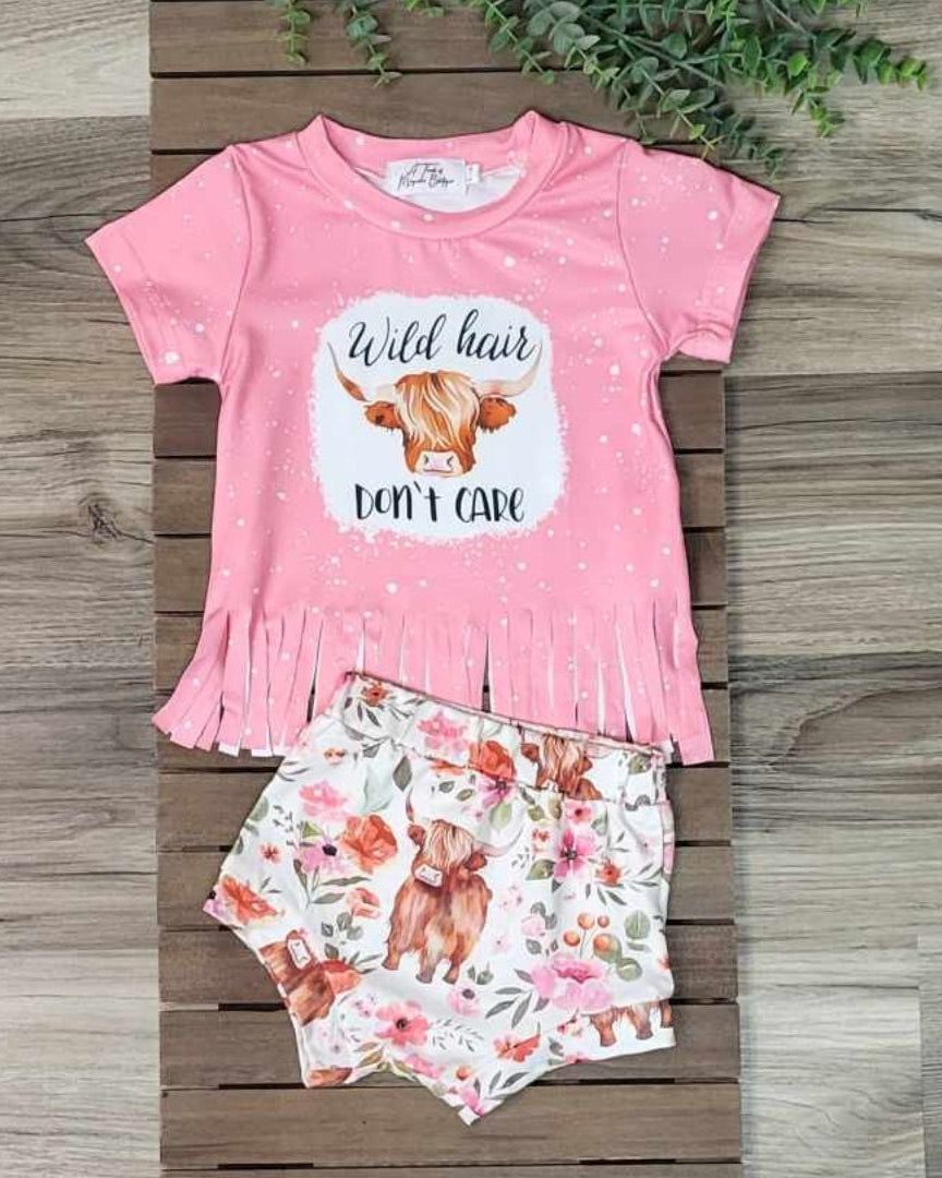 Wild Hair Don't Care Highland Cow Baby Girl and Toddler Outfit  A Touch of Magnolia Boutique   
