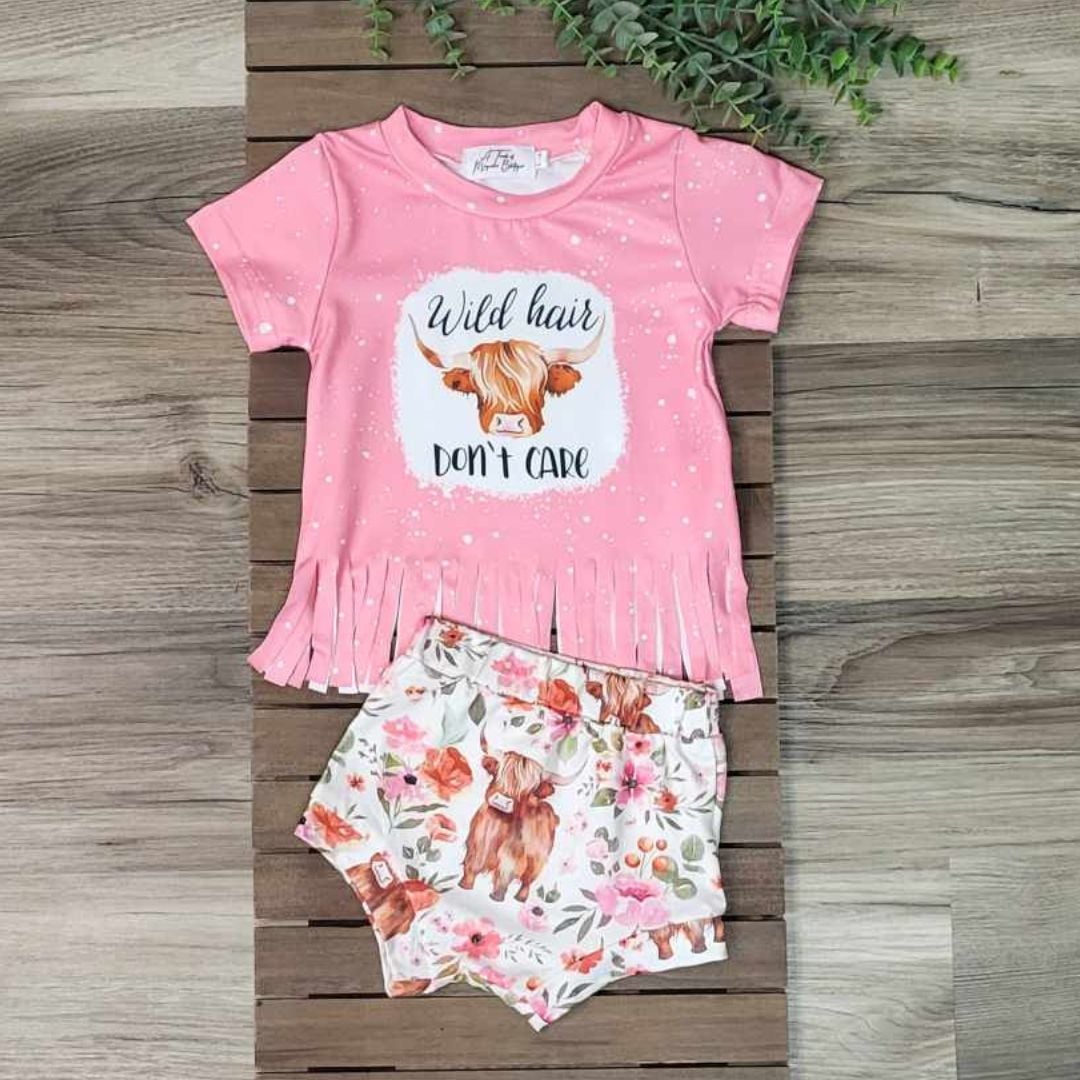 Wild Hair Don't Care Highland Cow Baby Girl and Toddler Outfit  A Touch of Magnolia Boutique   