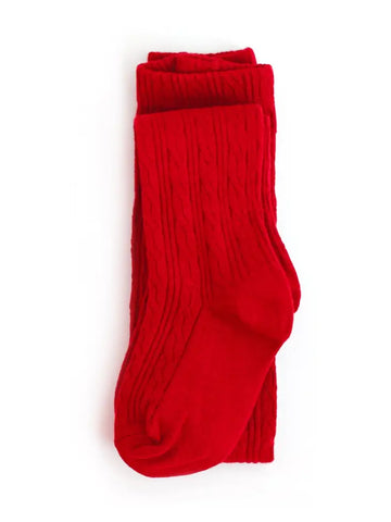Bright Red Cable Knit Tights