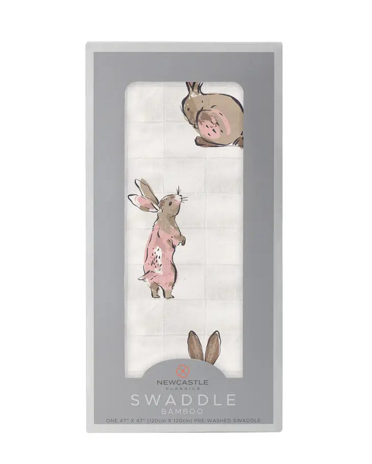 Cotton Muslin Swaddle (multiple patterns available)  A Touch of Magnolia Boutique Powder Pink Bunnies  