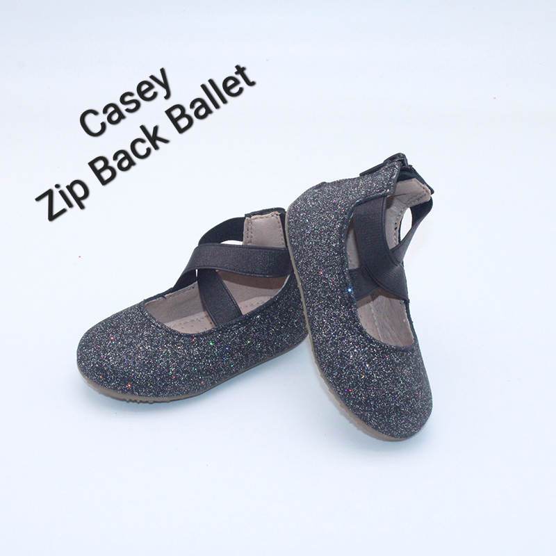Casey Zip Back Ballet-Black Galaxy Glitter Shoes  A Touch of Magnolia Boutique   