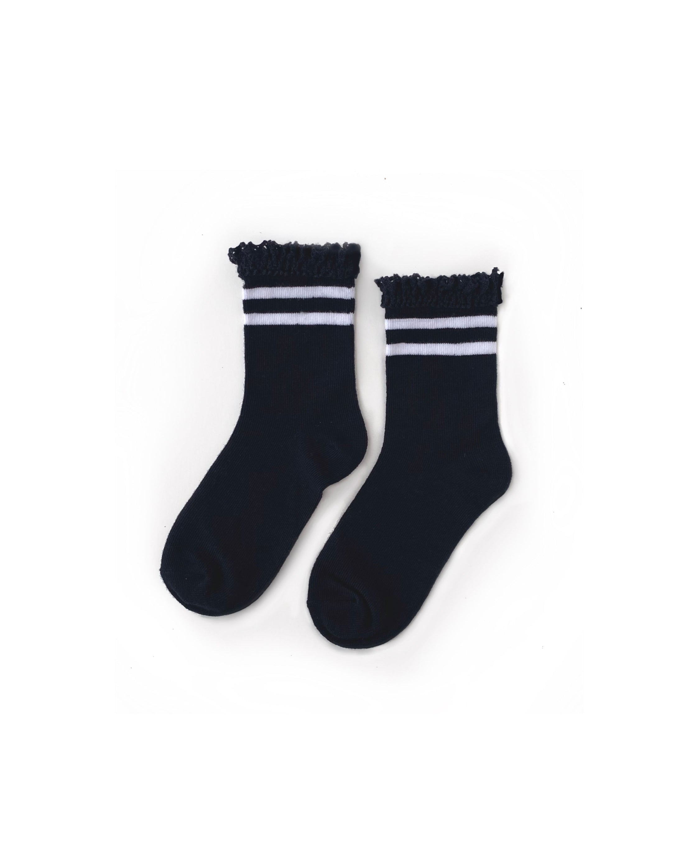 Black with White Stripes Lace Midi Socks  A Touch of Magnolia Boutique   