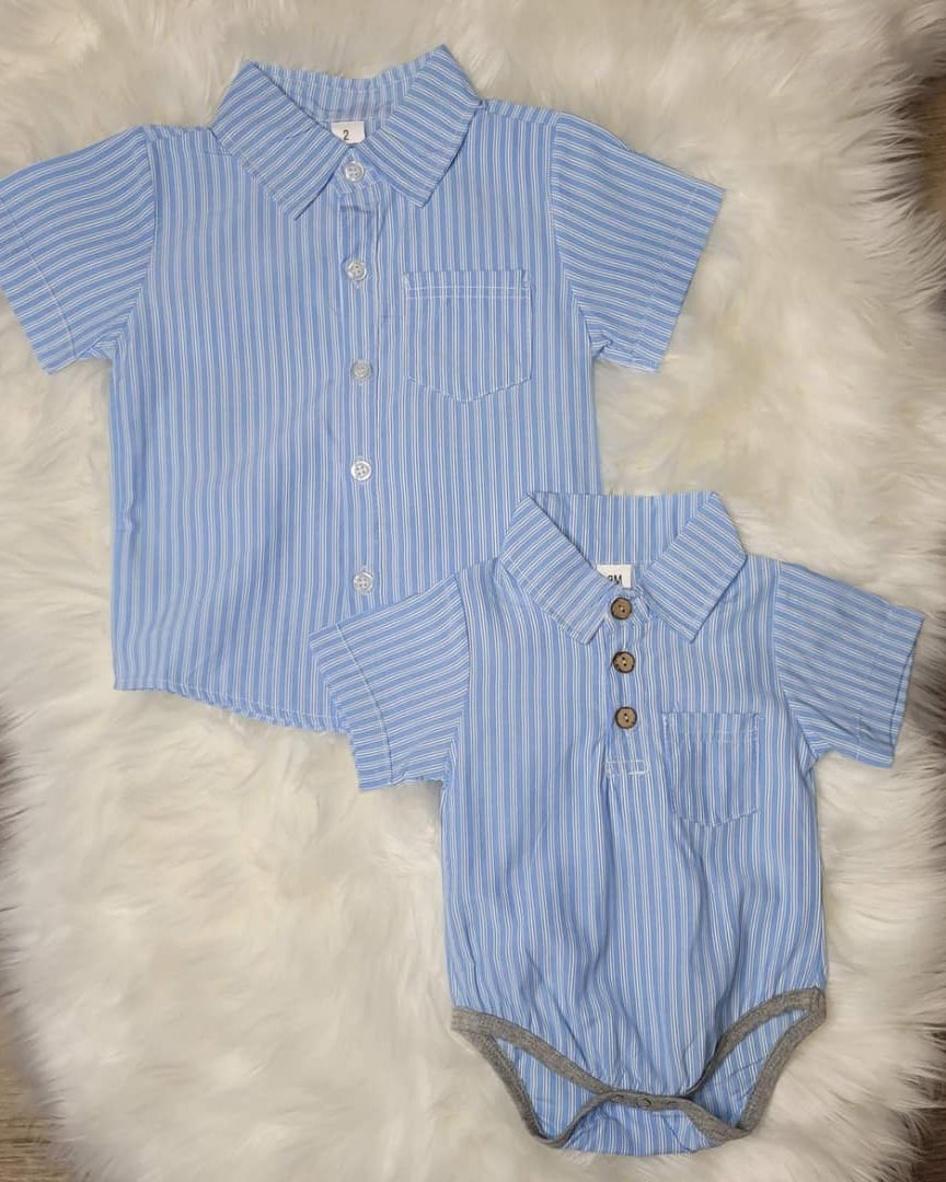 Boys Blue Striped Button Down Shirt  A Touch of Magnolia Boutique   