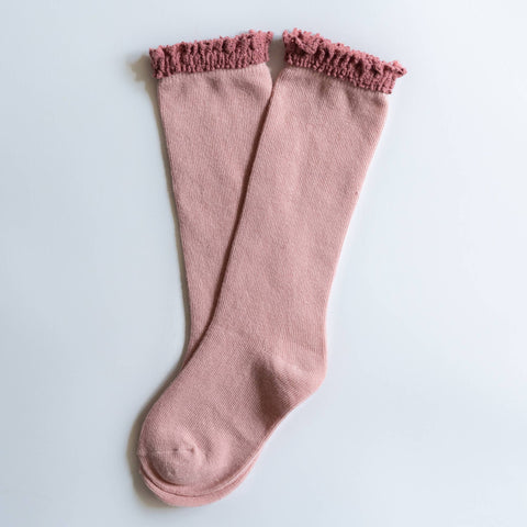 Blush & Mauve Lace Top Knee High Socks