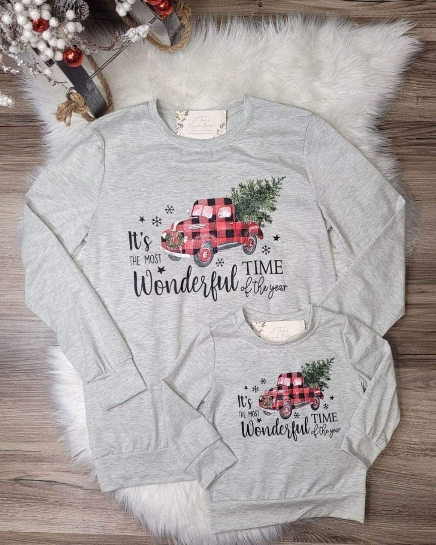 Mom & Me Buffalo Plaid Truck Top-Kids  A Touch of Magnolia Boutique   