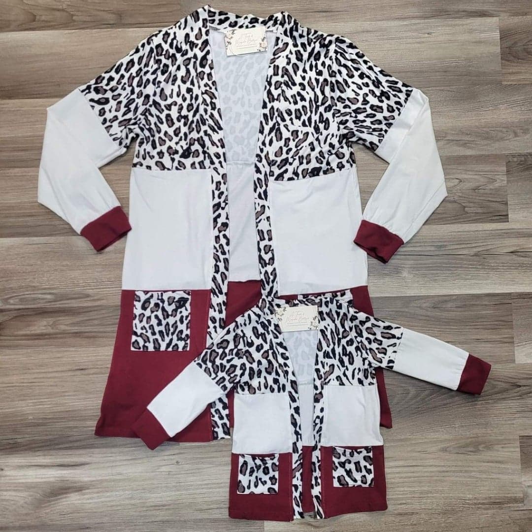 Burgundy Leopard Cardigan-Mom & Me-Kids  A Touch of Magnolia Boutique   