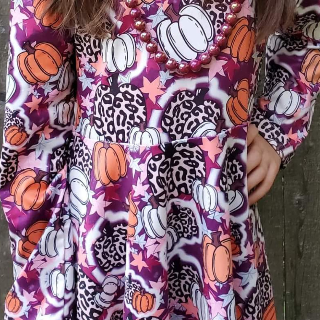 Fall Purple Leopard Pumpkin Twirl Dress  A Touch of Magnolia Boutique   