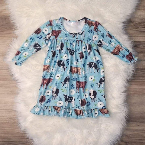 Blue Cow Pajama Gown