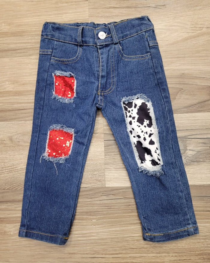 Cow Print Distressed Denim Jeans  A Touch of Magnolia Boutique   