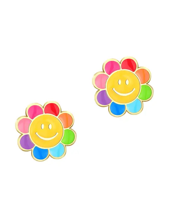 Rainbow Happy Flower Earrings  A Touch of Magnolia Boutique   