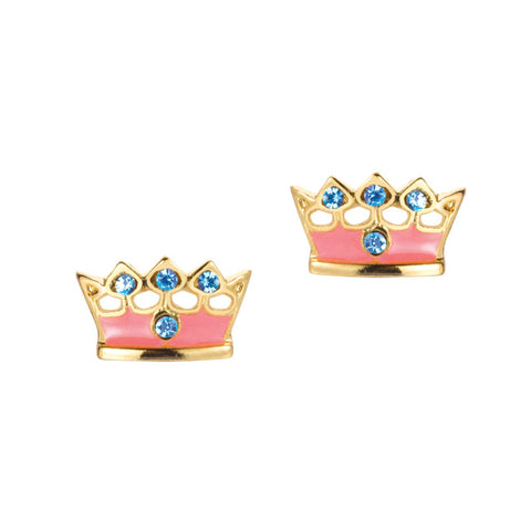 Pink Princess crown earrings