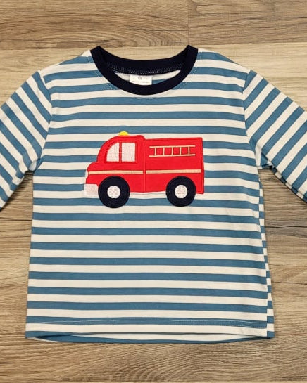 Boys Striped Firetruck Top  A Touch of Magnolia Boutique   