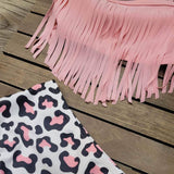 Pink Fringe Leopard Two Piece Swimsuit