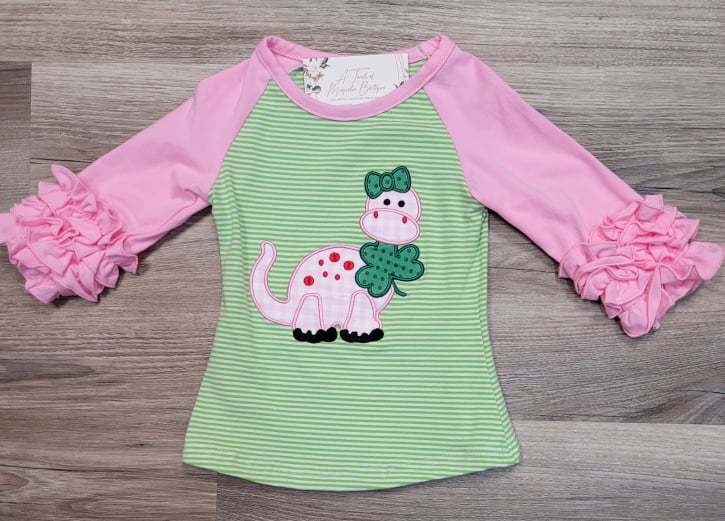 Girls Dinosaur St. Patty's Top  A Touch of Magnolia Boutique   