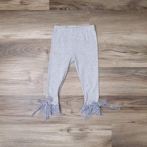Gray Leggings with Lace Trim