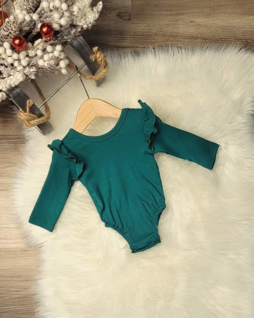 Green Ribbed Flutter Long Sleeve Leo  A Touch of Magnolia Boutique   