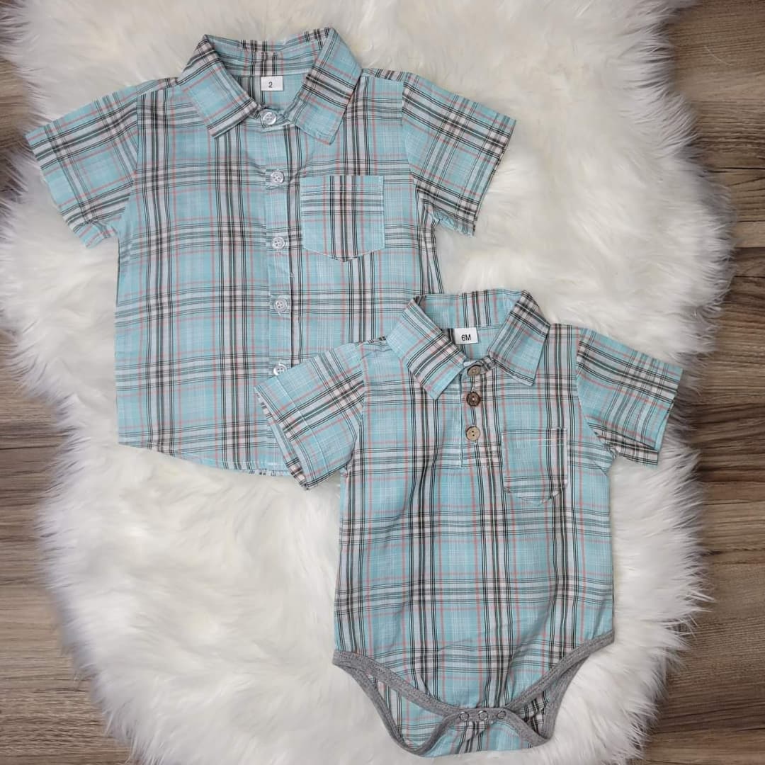 Green Plaid Collared Onesie  A Touch of Magnolia Boutique   