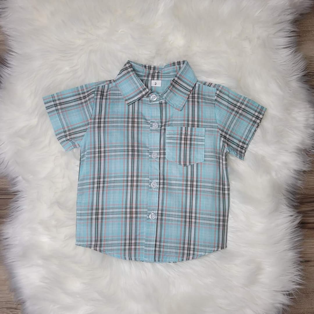 Boys Green Plaid Button Down Shirt  A Touch of Magnolia Boutique   