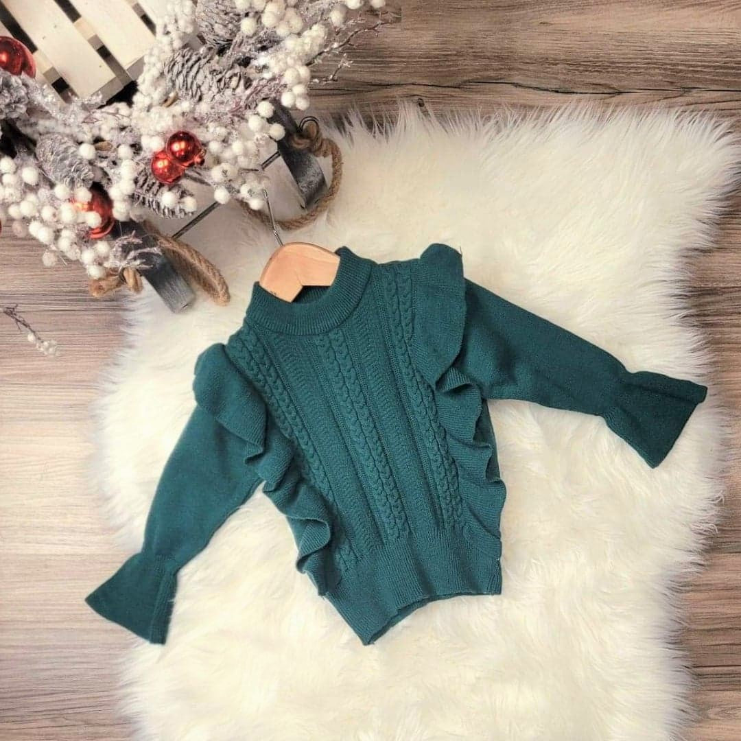 Green Ruffle Sweater  A Touch of Magnolia Boutique   