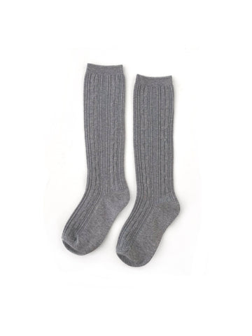 Grey Cable Knit  Knee High Socks
