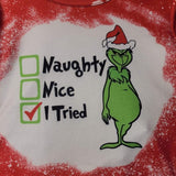 Naughty, Nice, I Tried Grinch Inspired Bell Bottom Set
