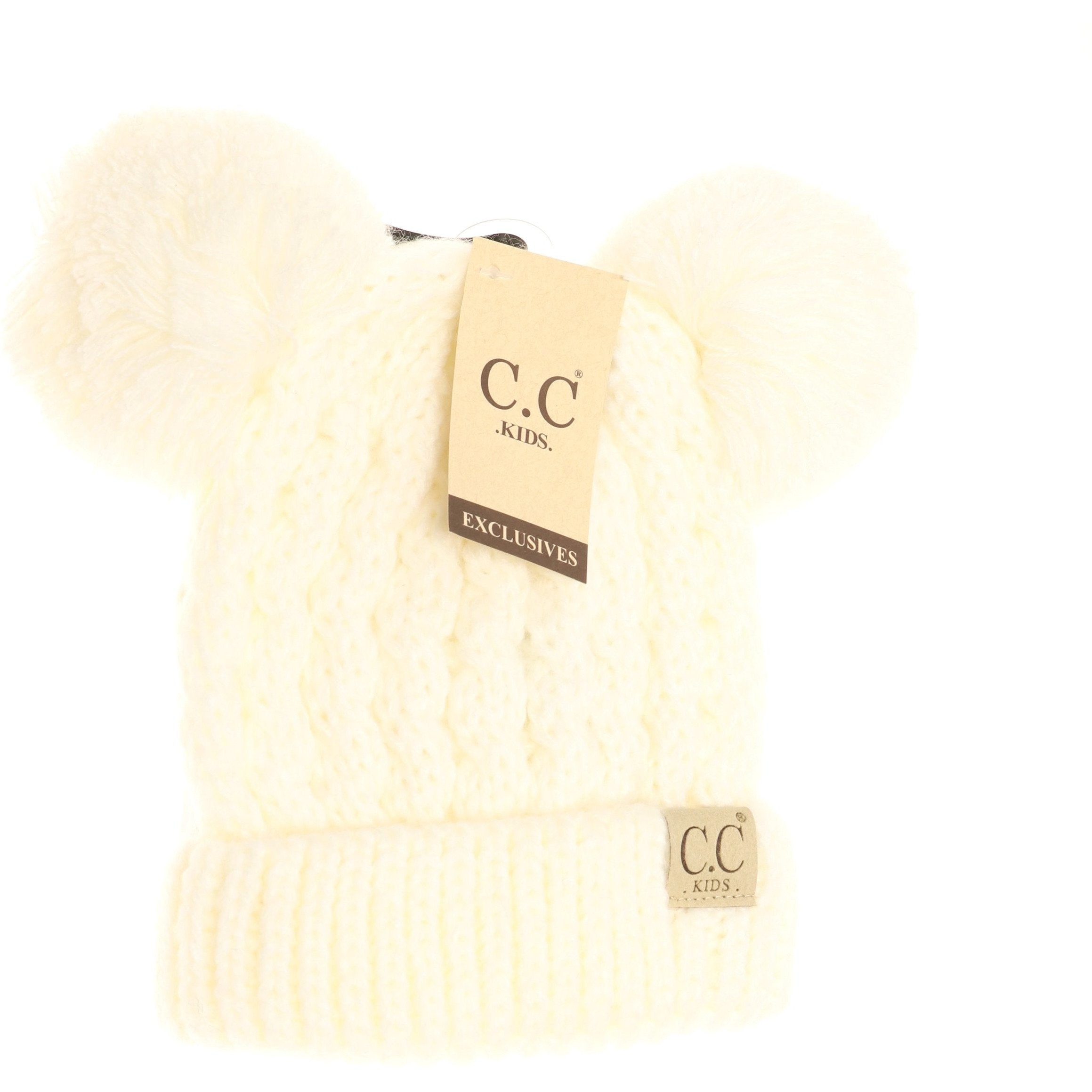 Kids Solid Double Pom CC hat- additional colors  A Touch of Magnolia Boutique Ivory  