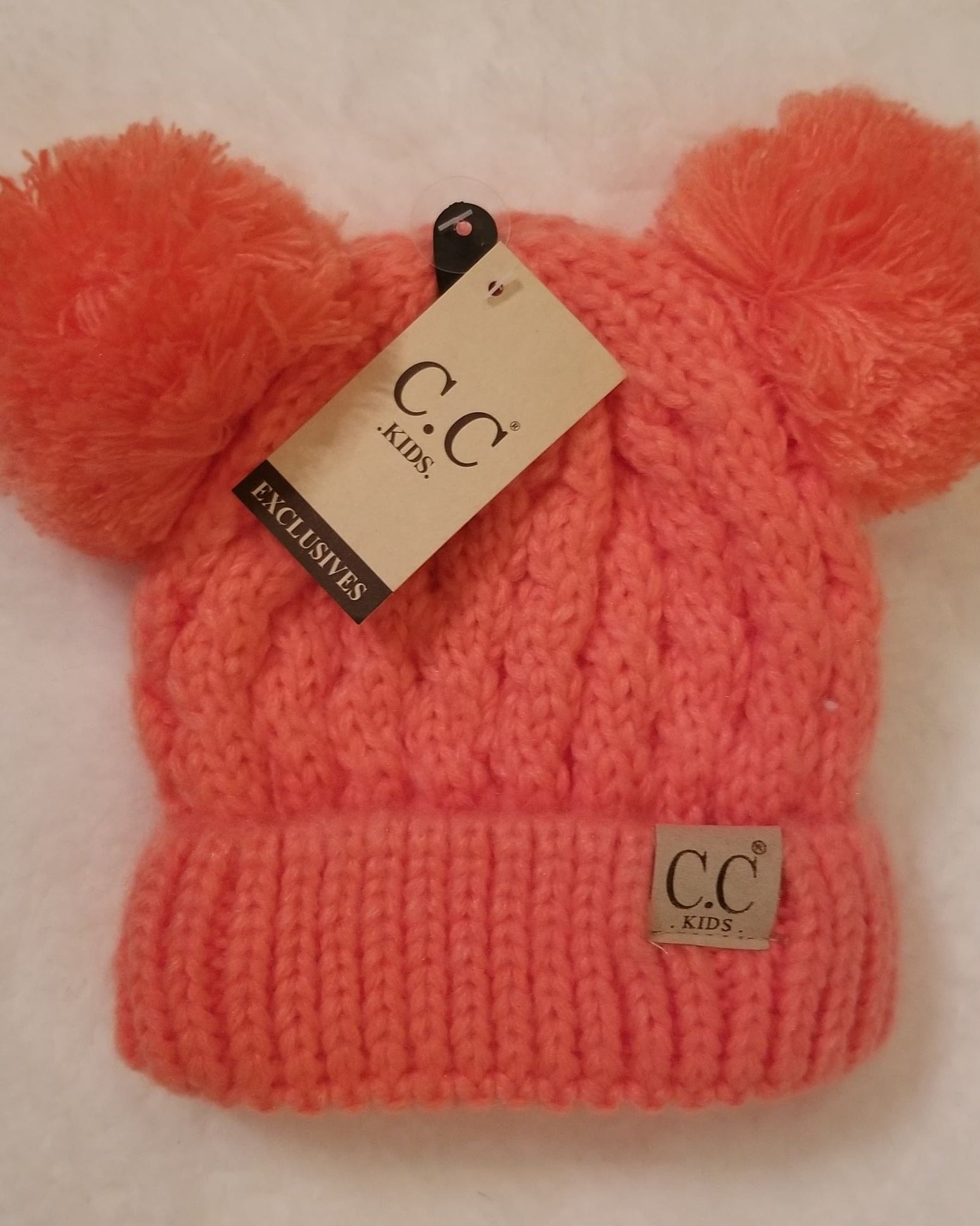 Kids Solid Double Pom CC hat- additional colors  A Touch of Magnolia Boutique Coral  