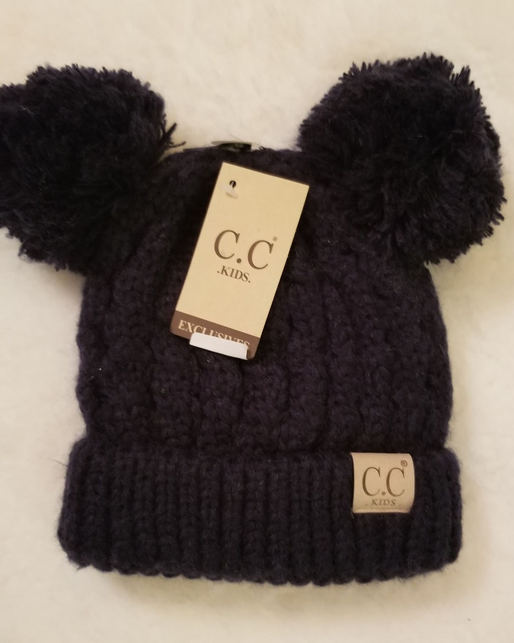 Kids Solid Double Pom CC hat- additional colors  A Touch of Magnolia Boutique Black  