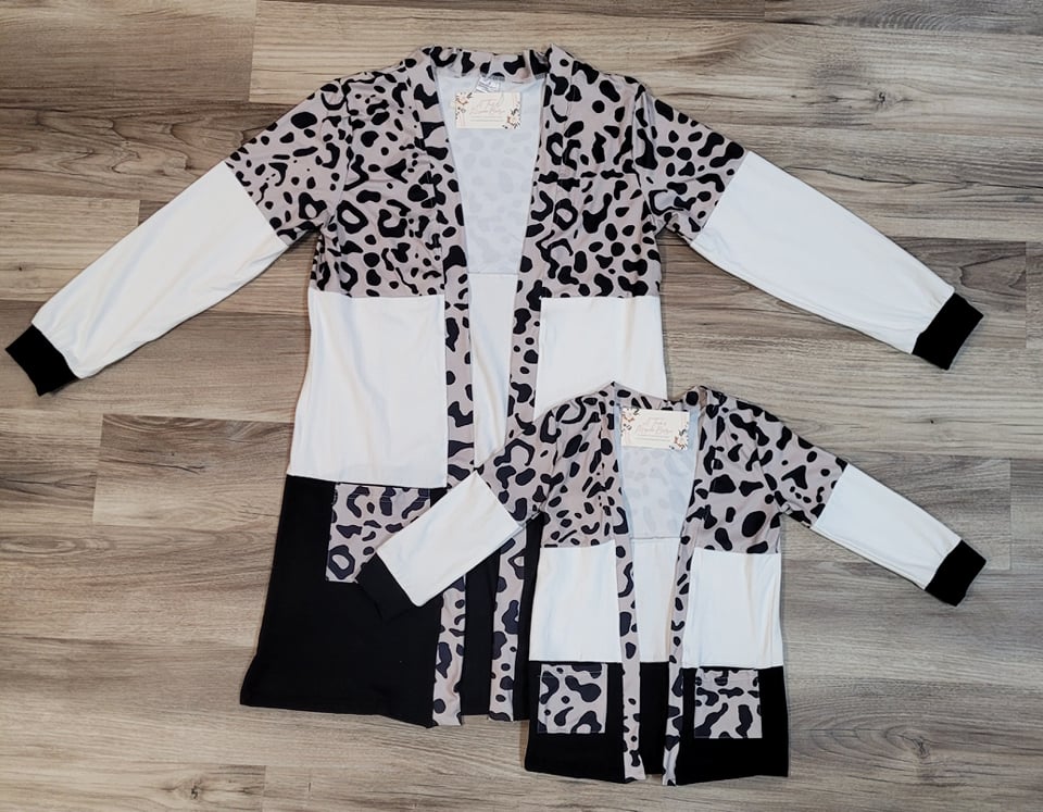 Leopard Color Block Cardigan-Mom & Me- Kids  A Touch of Magnolia Boutique   