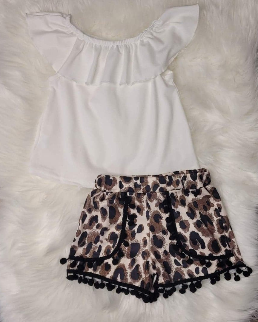 Leopard Pom Pom Shorts  A Touch of Magnolia Boutique   