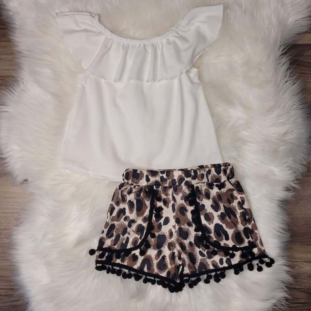 Leopard Pom Pom Shorts  A Touch of Magnolia Boutique   