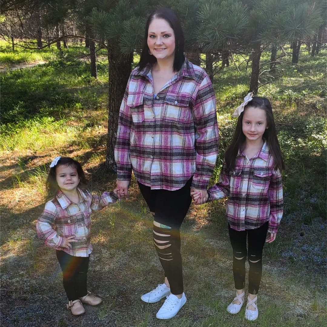 Mom & Me Magenta Flannel Top- Kids  A Touch of Magnolia Boutique   
