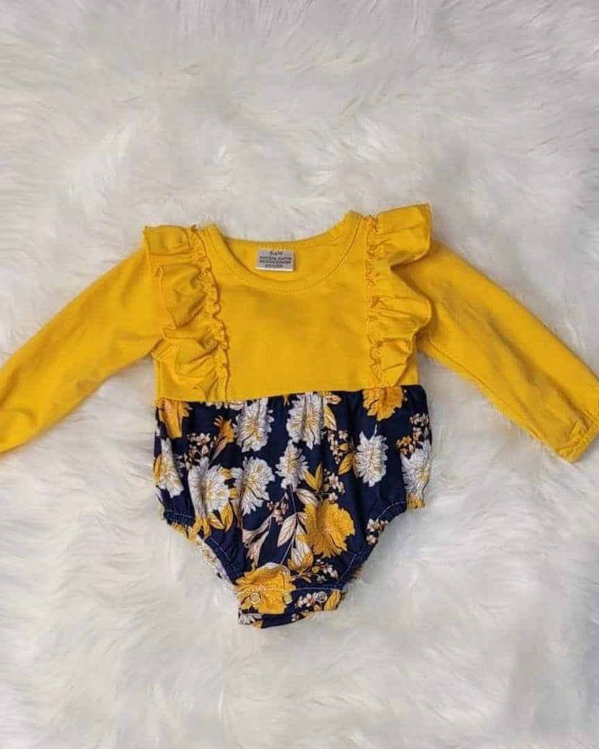 Baby Girl Marigold Floral Romper  A Touch of Magnolia Boutique   
