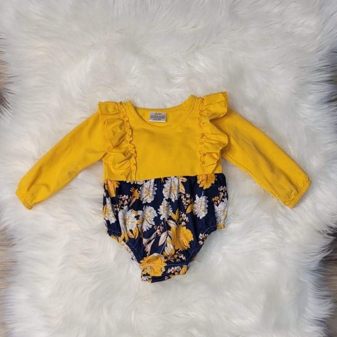 Baby Girl Marigold Floral Romper  A Touch of Magnolia Boutique   