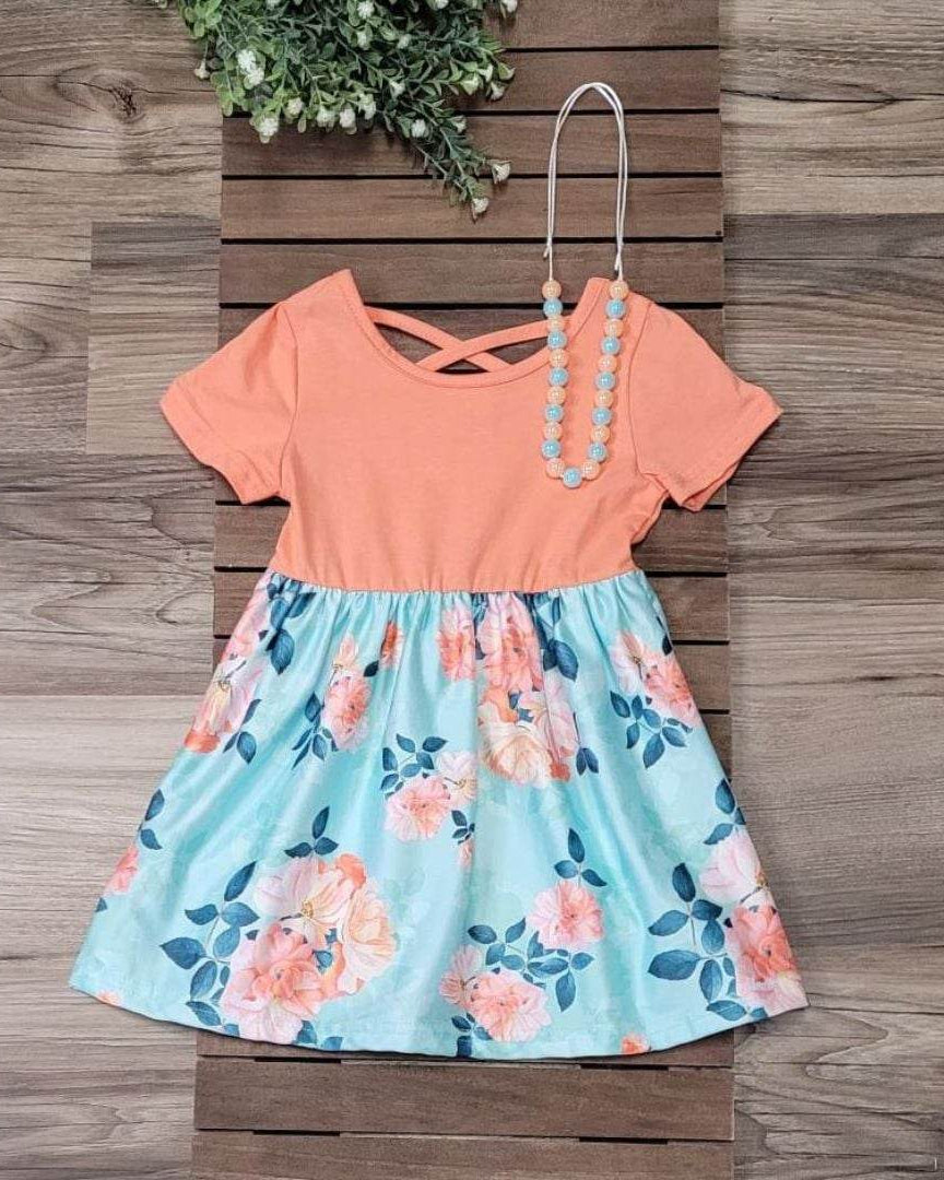Mint Coral Floral Dress (sizes 12-18 month, 2t and 4t available)  A Touch of Magnolia Boutique   