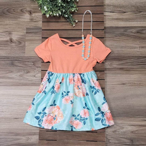 Mint Coral Floral Dress