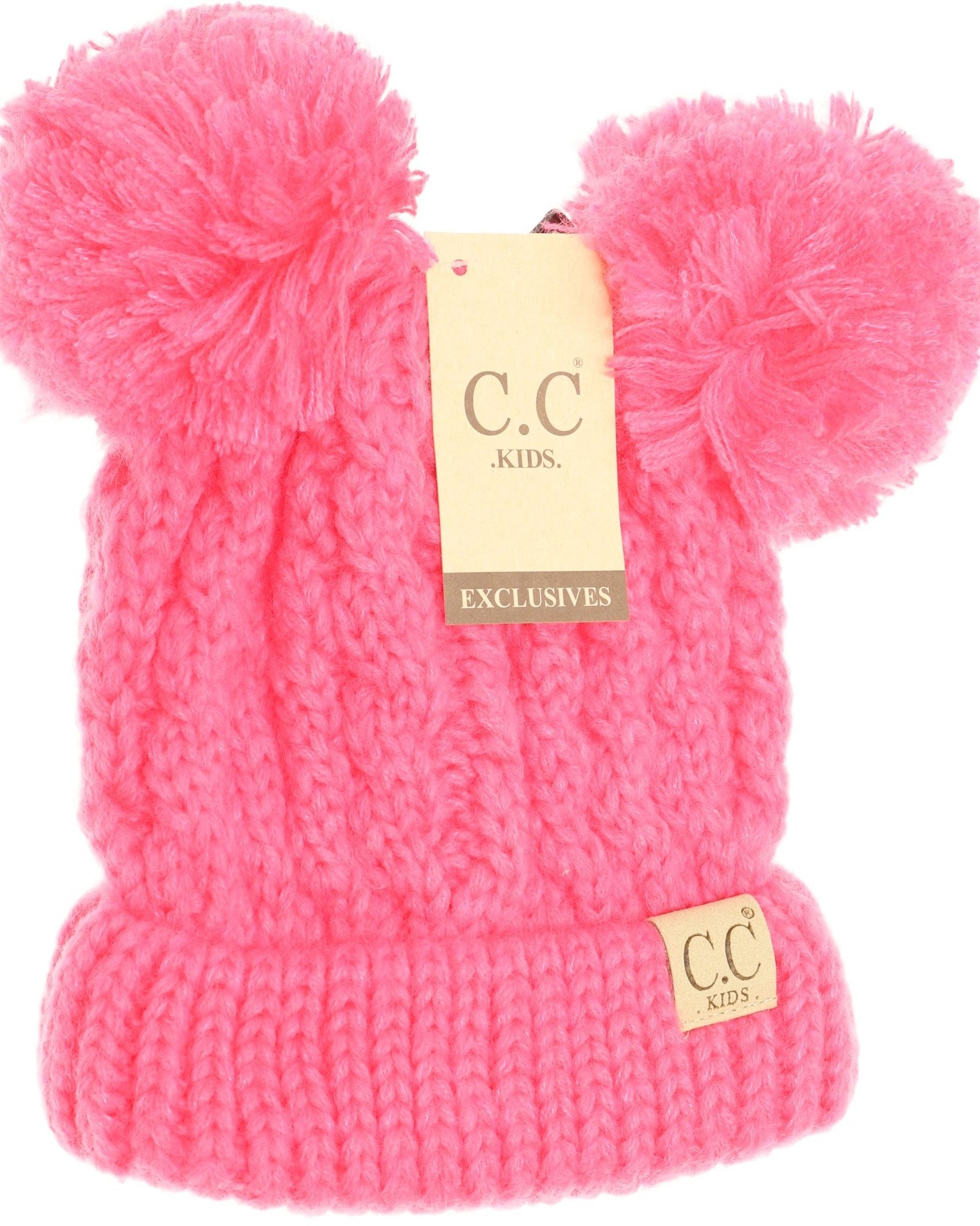 Kids Solid Double Pom CC hat- additional colors  A Touch of Magnolia Boutique New Candy Pink  