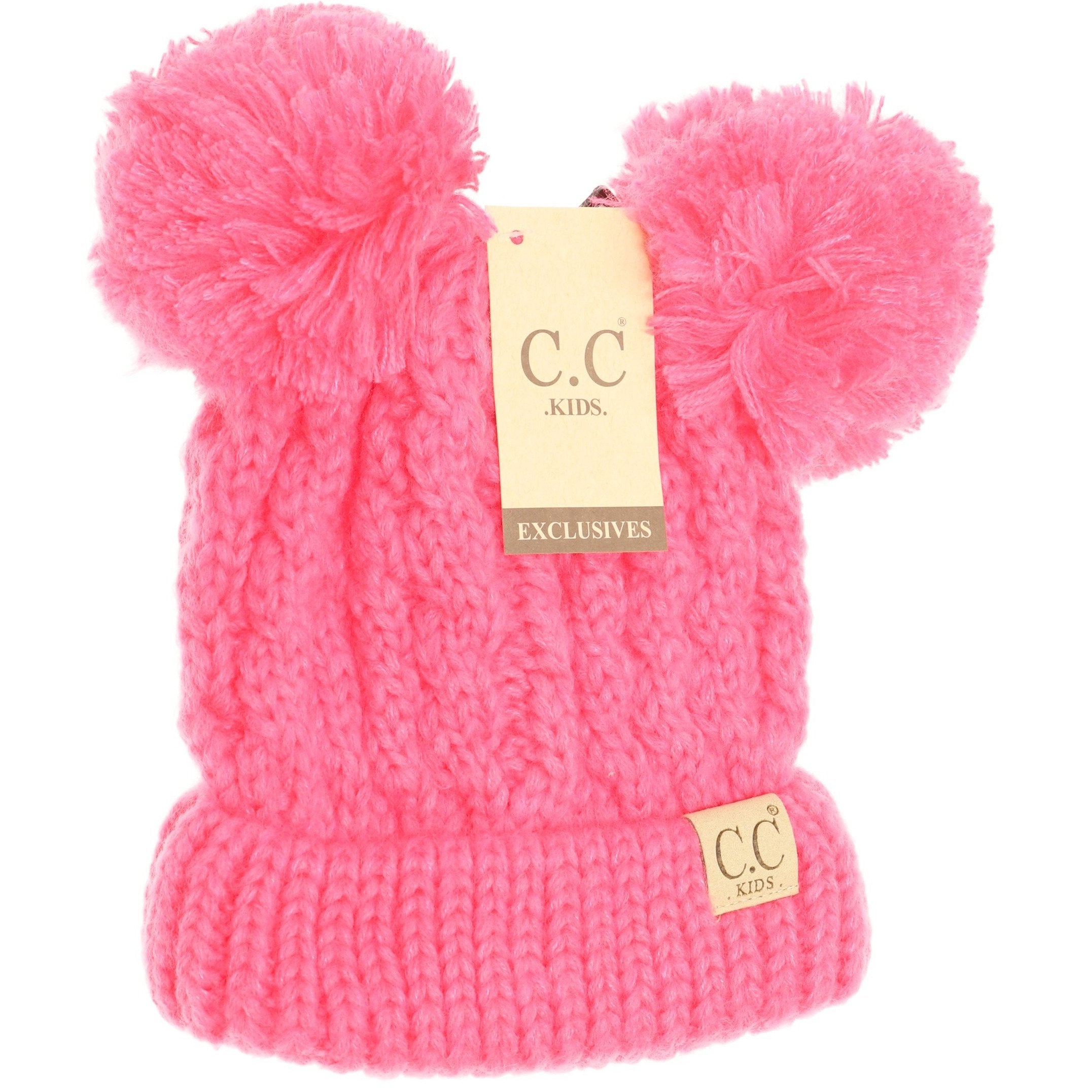 Kids Solid Double Pom CC hat- additional colors  A Touch of Magnolia Boutique New Candy Pink  
