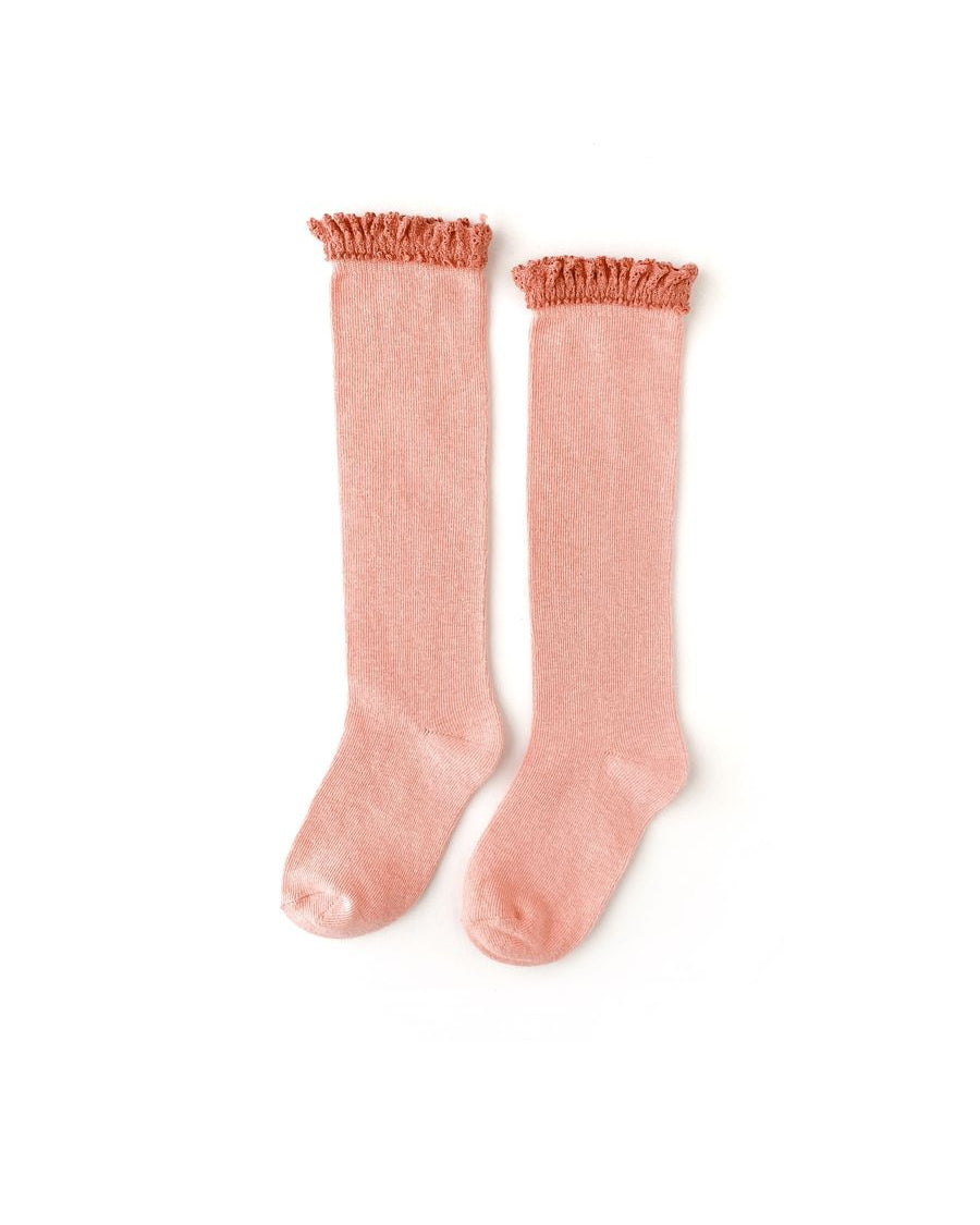 Peach Lace Top Knee High Socks  A Touch of Magnolia Boutique   