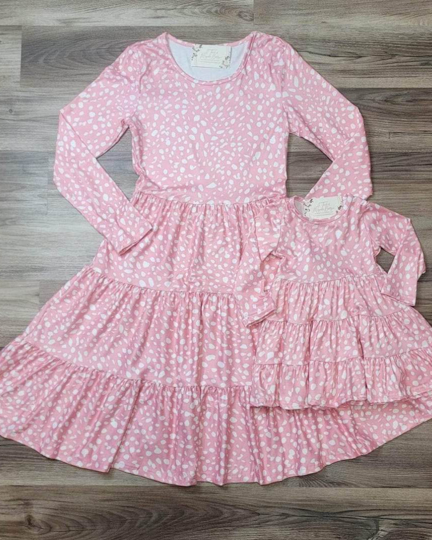 Pink Fawn Ruffle Tier Dress- Mom & Me-Adult  A Touch of Magnolia Boutique   