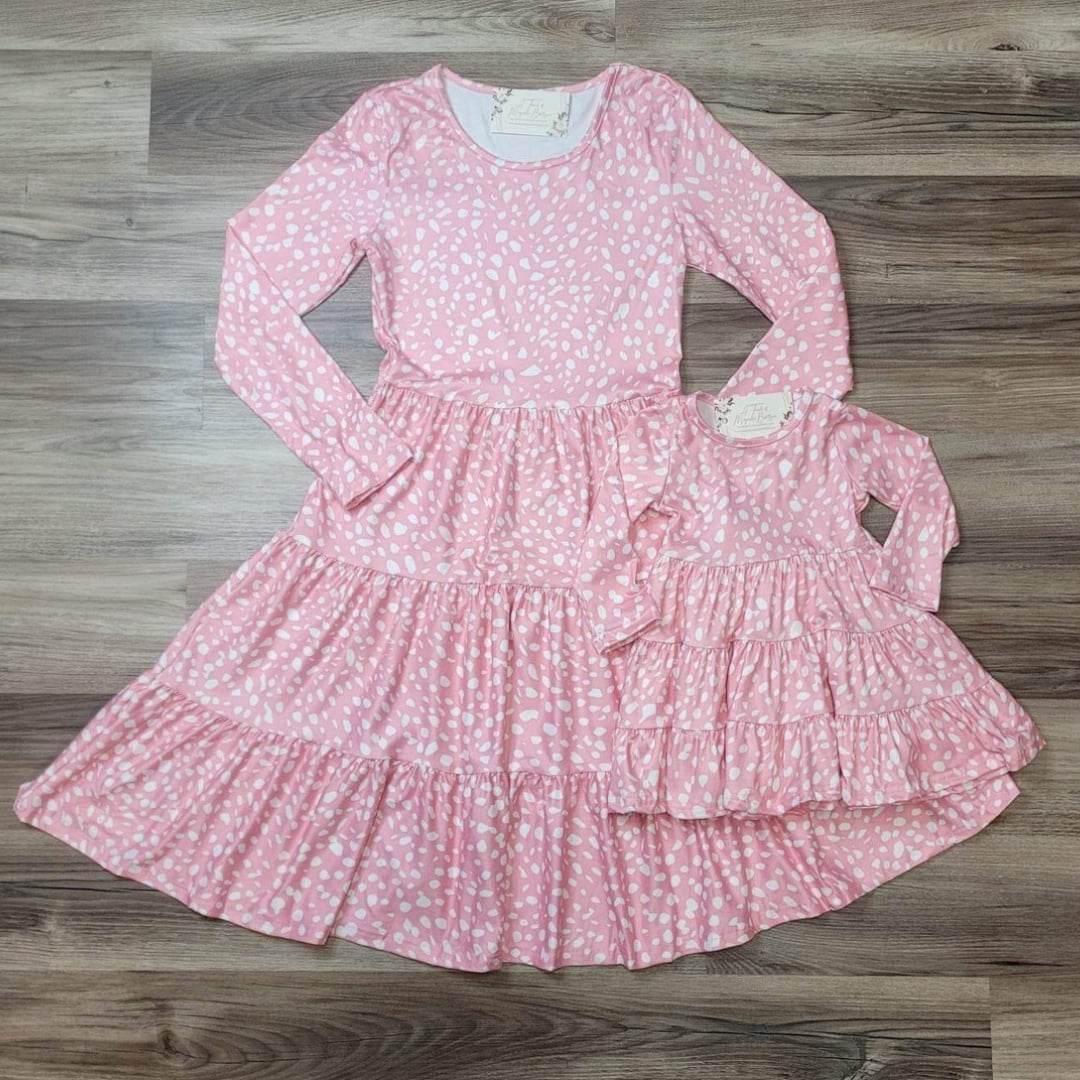 Pink Fawn Ruffle Tier Dress- Mom & Me-Adult  A Touch of Magnolia Boutique   