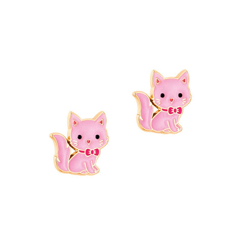 Pink Kitty Earrings